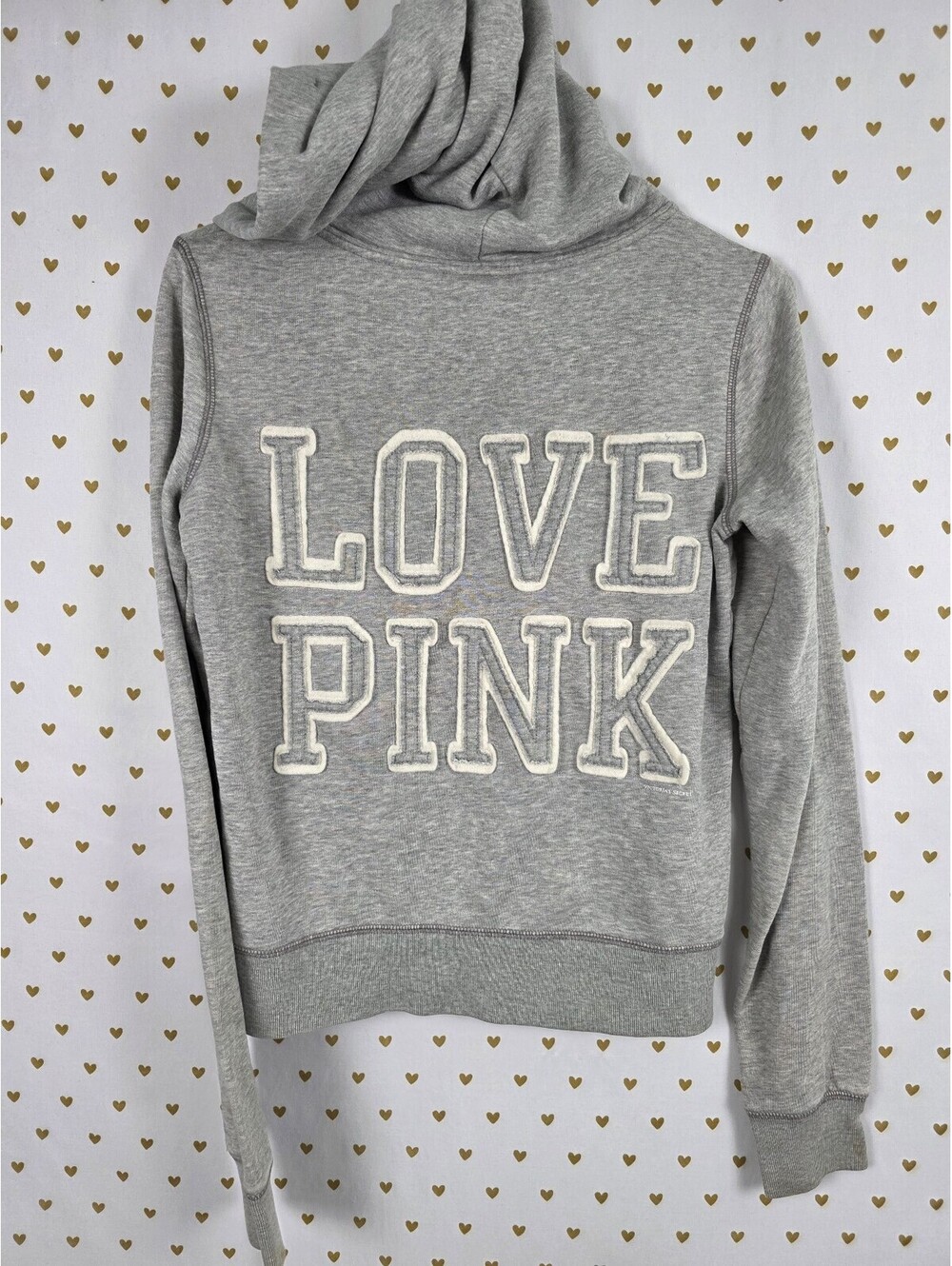 Victorias Secret Pink Embroidered Logo Full Zip Grey Jacket Medium